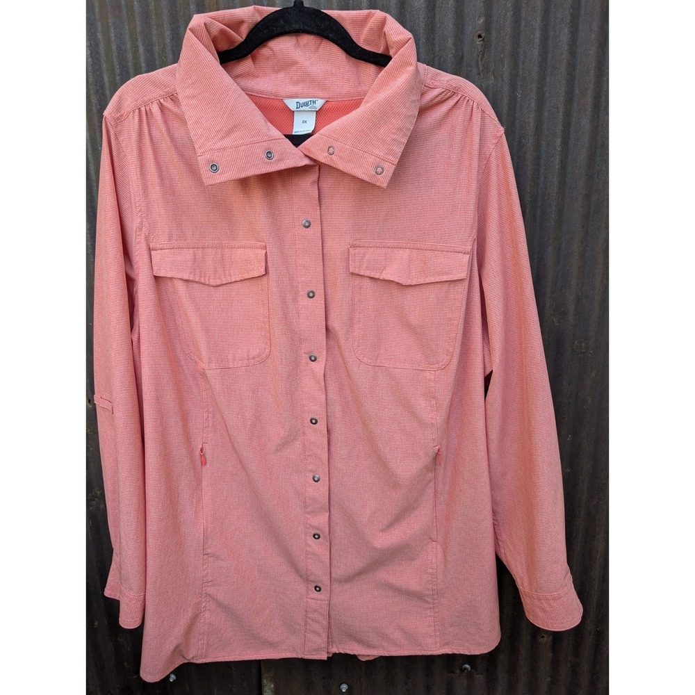 Duluth Trading Jacket Women 2X Coral Vented Packable UV Protect Hiking Outdoor
